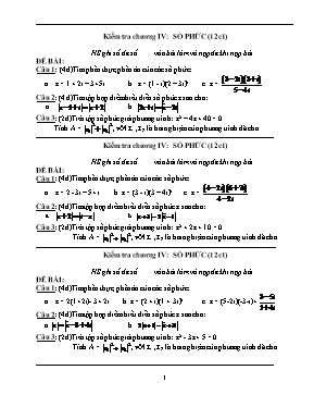 Kiểm tra chương IV Số Phức